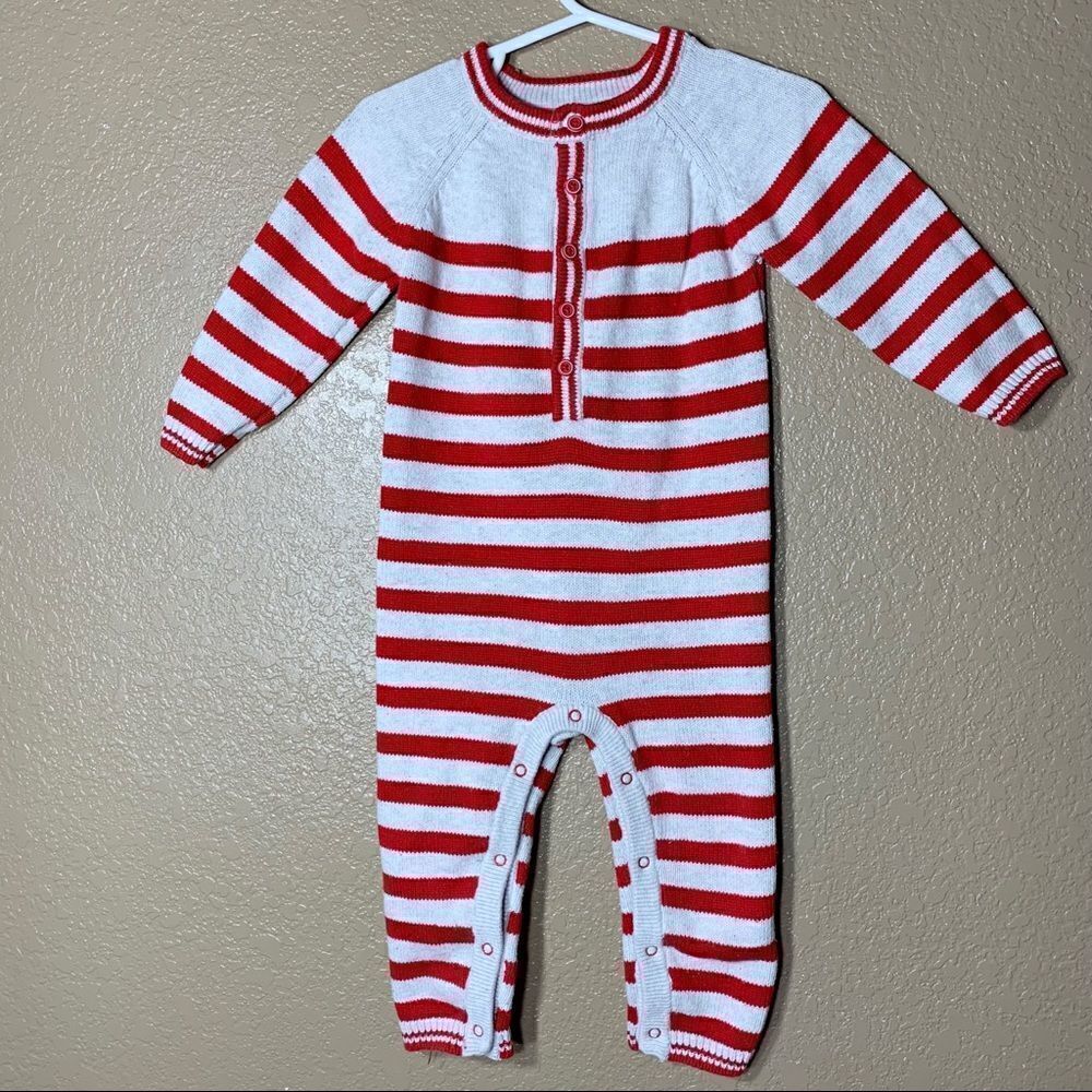 Cat & Jack baby red and white long sleeve one piece